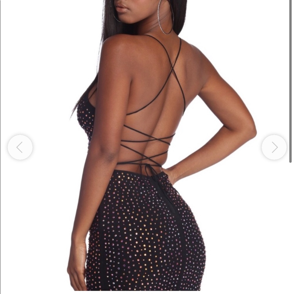 Sequin straps back dress